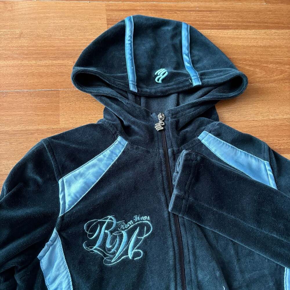 Vintage Rocawear Velour Zip Up Y2K Hoodie  M